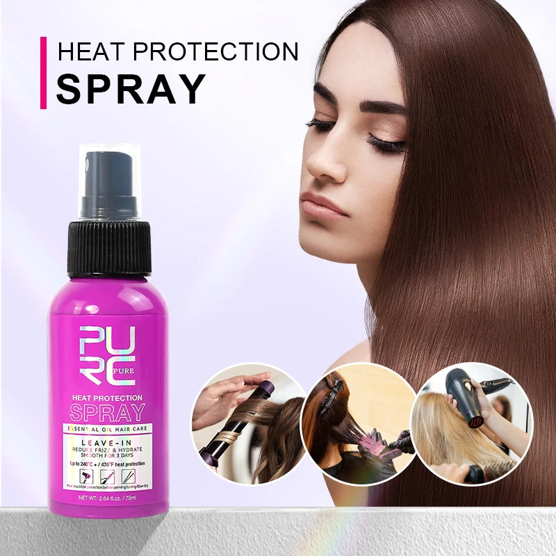 PURC Coconut Heat Protectant Spray for Frizz Control & Shine