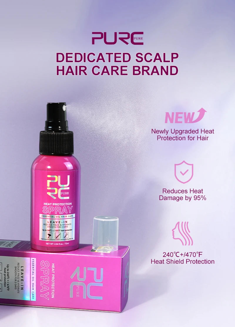 PURC Coconut Heat Protectant Spray for Frizz Control & Shine