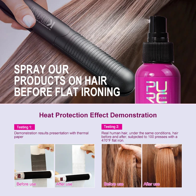 PURC Coconut Heat Protectant Spray for Frizz Control & Shine